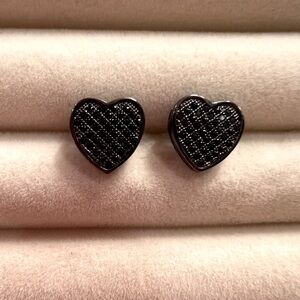 Moisanite Black Heart Stud Earrings